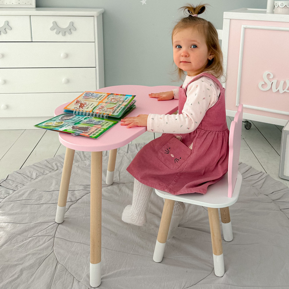 Столик и стульчик для ребенка деревянный набор для рисования и чтения Стол тучка и стул медвежонок детский Киев - изображение 7