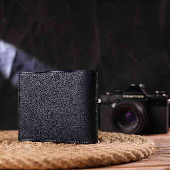 Вместительный кошелек для мужчин в два сложения из натуральной кожи флотар CANPELLINI 21581 Синий Киев