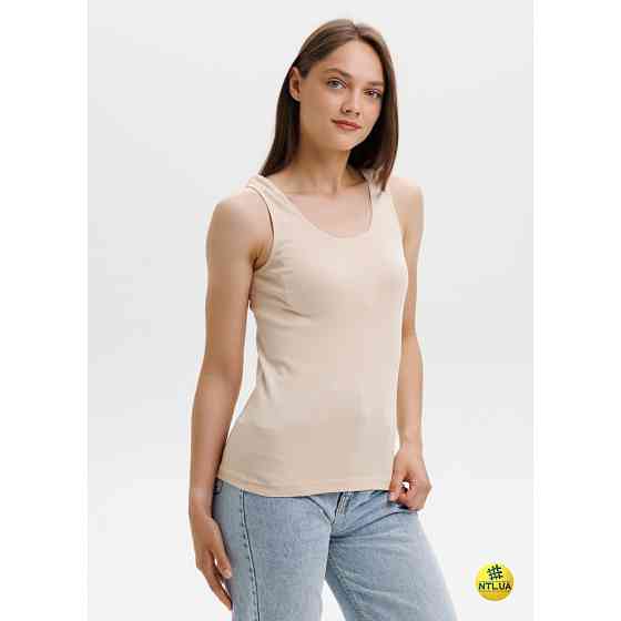 Базова однотонна жіноча майка з бавовни на широких бретелях Наталюкс 21-2110 Київ