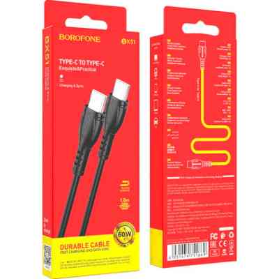 Дата кабель USB-C to USB-C 1.0m 60W Triumph BX51 black BOROFONE (6931474751669) Вінниця