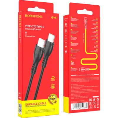 Дата кабель USB-C to USB-C 1.0m 60W Triumph BX51 black BOROFONE (6931474751669) Винница - изображение 5