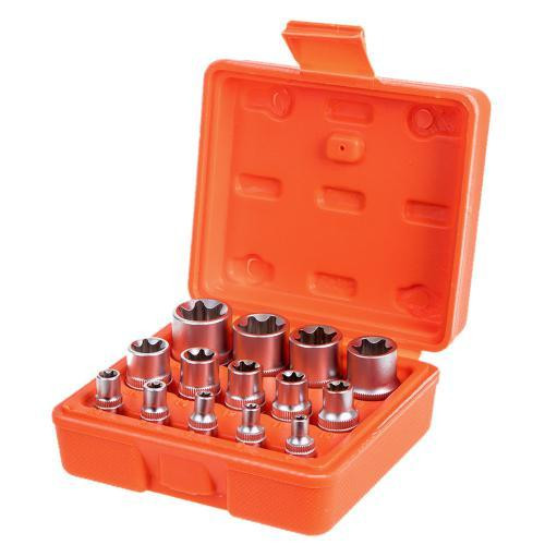 Набір торц головок зовнішній торкс 1/4"-3/8"-1/2"DR, Е4-Е24, 14 предм Alloid Одеса - фото 3