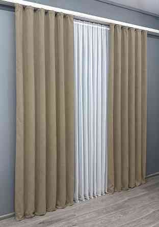 Комплект готових штор VR-Textil Мікровелюр Petek YL № 1804ш Капучино 200х295 см 2 шт (32-119) Київ