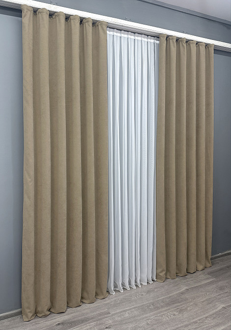 Комплект готових штор VR-Textil Мікровелюр Petek YL № 1804ш Капучино 200х295 см 2 шт (32-119) Київ - фото 4