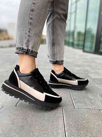 Olli Кросівки жіночі OLLI T-2-Атиа чорні+кофе (весна-осінь, шкіра натуральна) (4870) Коломыя