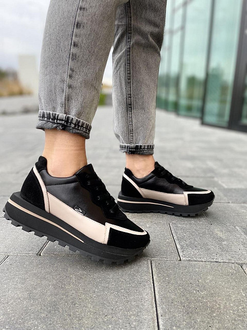 Olli Кросівки жіночі OLLI T-2-Атиа чорні+кофе (весна-осінь, шкіра натуральна) (4870) Коломыя - изображение 5