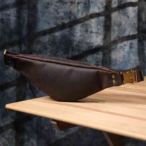 Мужская стильная бананка из натуральной винтажной кожи Shvigel 23130 Коричневый Киев