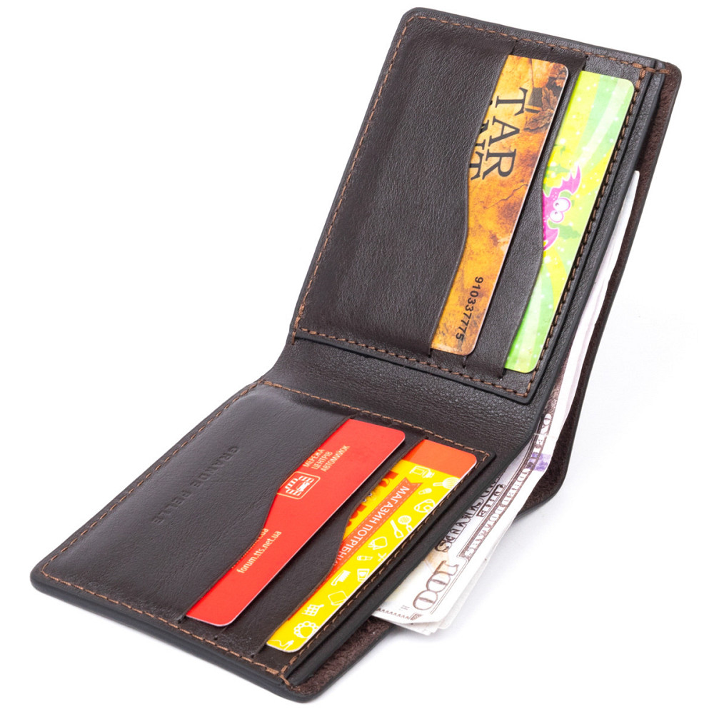 Стильное портмоне в гладкой коже GRANDE PELLE 11312 Коричневое Киев - изображение 5