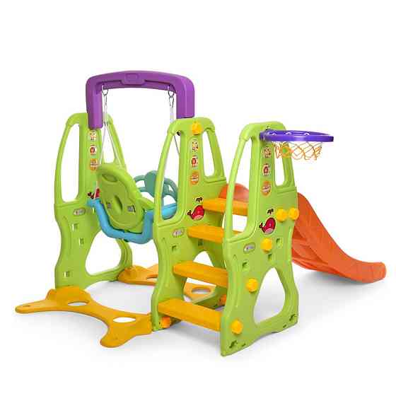 Дитяча гірка-гойдалка HF-H002 пластик, з баскетбольним кільцем Вінниця