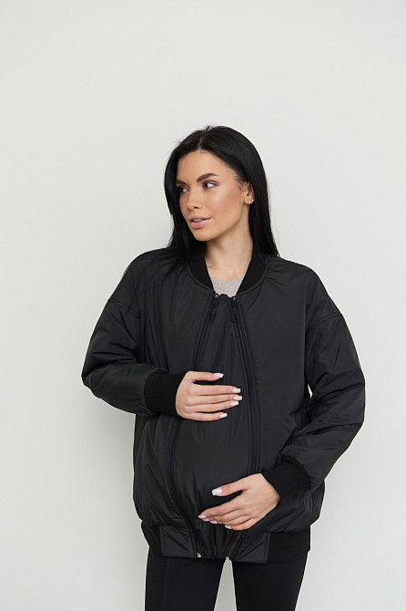 Бомбер для вагітних демісезонний Knoxville розмір L-XL Lullababe Чорний Кривий Ріг - фото 1