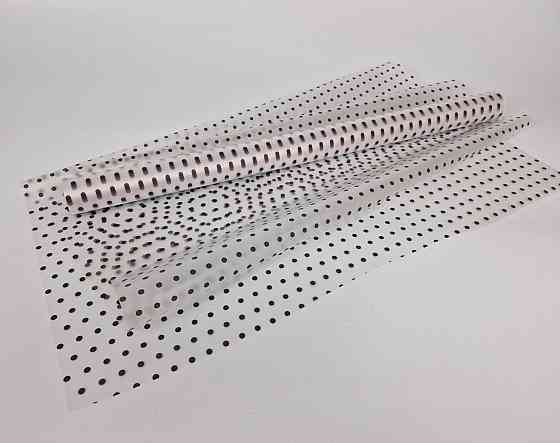 Рулон 10 м тонований матовий з рис. плівка для квітів (h600) No14 Горошки Чорні (1 шт.) Харків