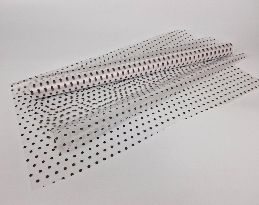 Рулон 10 м тонований матовий з рис. плівка для квітів (h600) No14 Горошки Чорні (1 шт.) Харків - фото 1