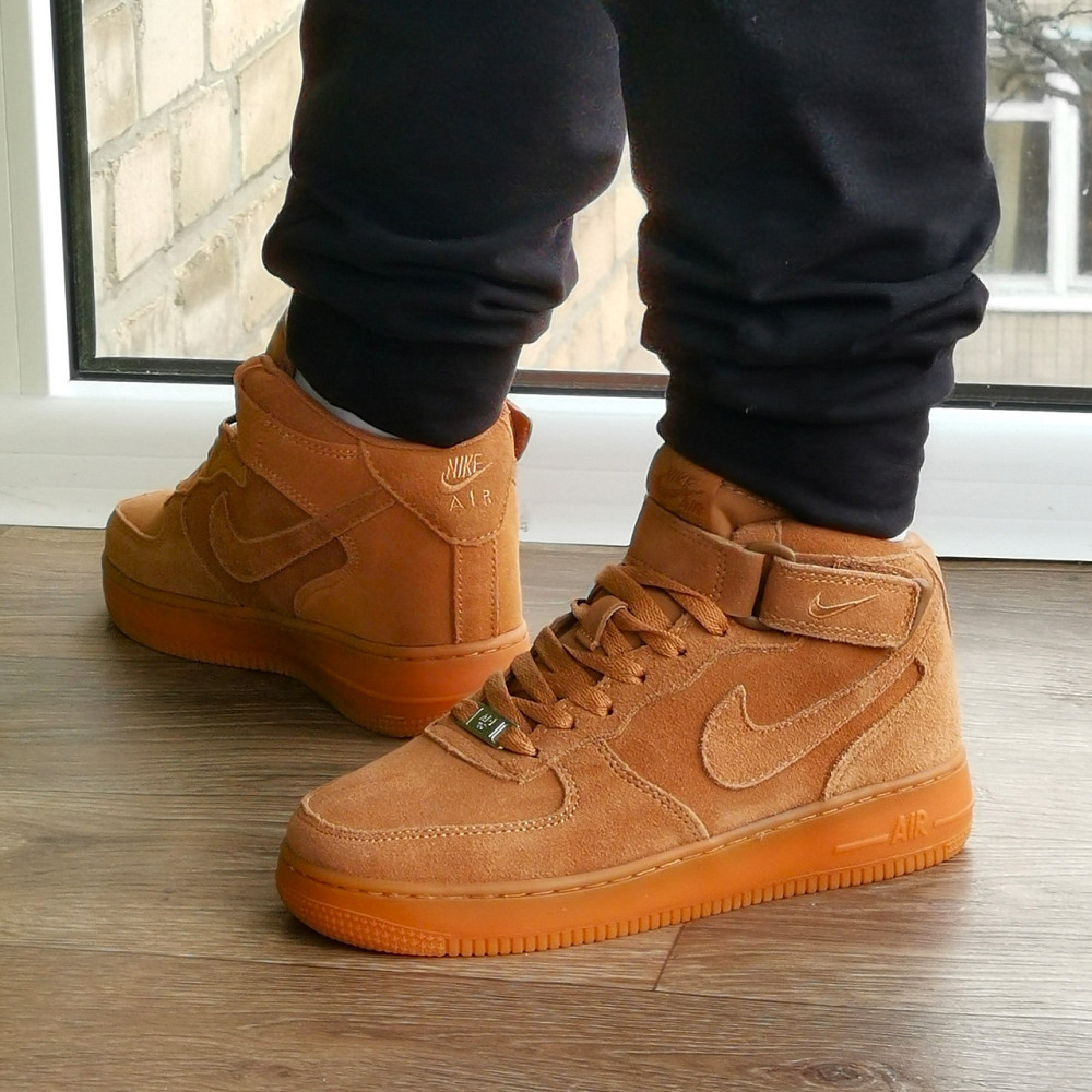 Кросівки Nike Force Високі Руді Жіночі Форси Замшеві Коричневі Найк (розміри: 37,38,39,40,41) Дніпро - фото 3
