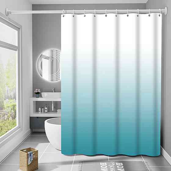 Шторка для ванной комнаты Bathlux 180 x 180 люкс качество с водоотталкивающим покрытием, Бирюзовый градиент Каменец-Подольский
