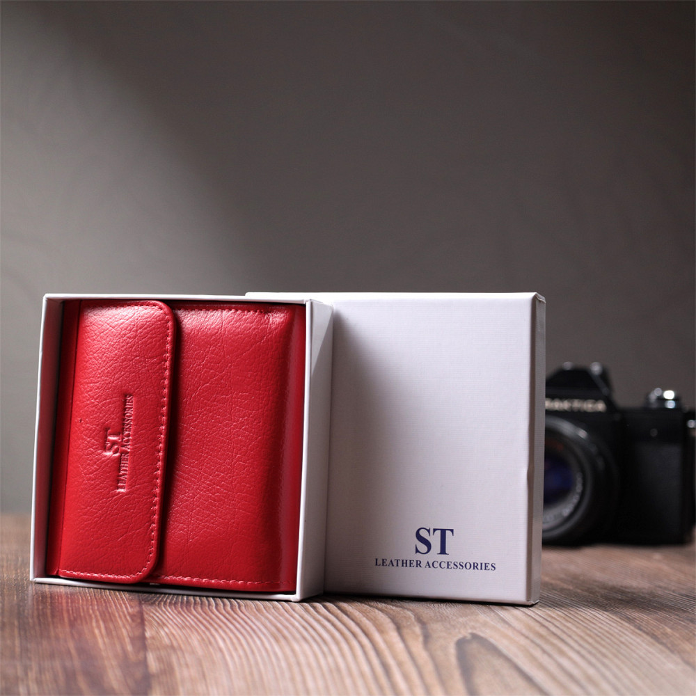 Кошелек среднего размера для женщин из монетницей снаружи из натуральной кожи ST Leather 22720 Красный Киев - изображение 1