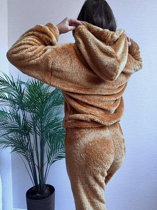 Теплый женский плюшевый костюм двойка плюшевый двухсторонний мех Песочный Одесса - изображение 7