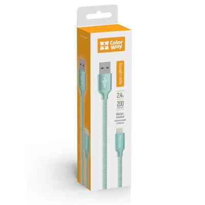 Дата кабель USB 2.0 AM to Lightning 2.0m mint ColorWay (CW-CBUL007-MT) Винница