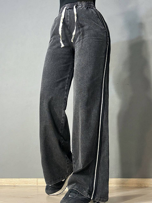 Штани спортивні жіночі Yingguoxiang 2015 кльош варені з лампасом чорні, чорний, 30, 30 Київ - фото 1