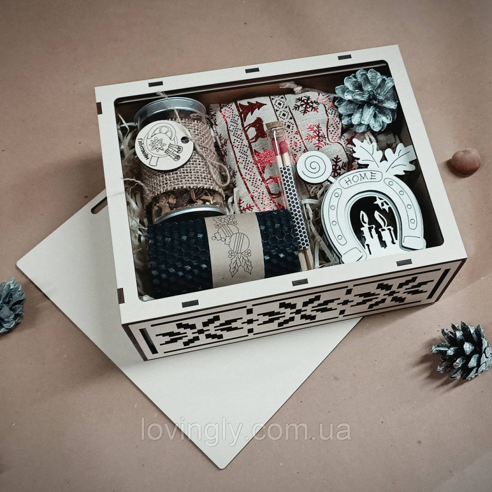 Різдвяний подарунковий набір ручної роботи в коробці з орнаментом Ірпінь - фото 4