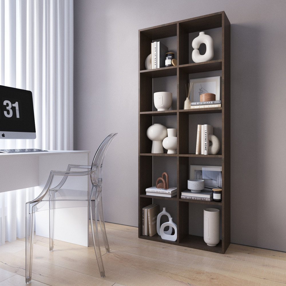 Стеллаж VAYS M-1, книжная полка на 10 ячеек, ЛДСП, 72×29×178 см - для дома, офиса, детской или гостиной Львов - изображение 4