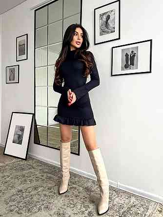 Женское трендовое теплое платье урецкое двухстороннее Ангора люкс Черный, 42/44 Одесса