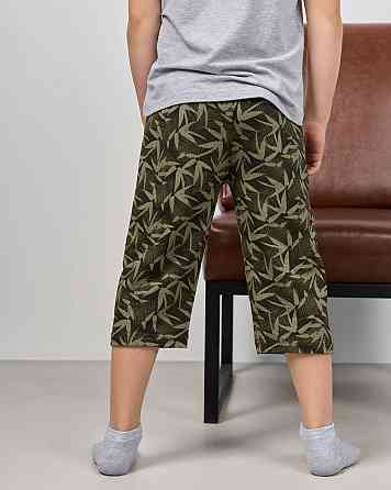 Комплект з капрі підлітковий Nicoletta — листя на шортах — Family look тато/син 89906 14-15, Сірий Київ