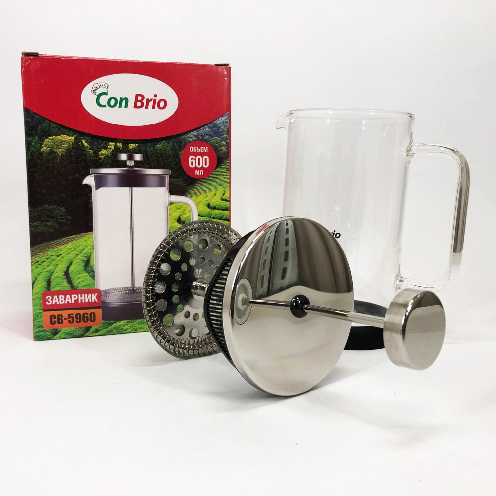 Френч прессы стекло Con Brio СВ-5960 600 мл, Френч-пресс для кухни для сервировки DS-42 Львов - изображение 5