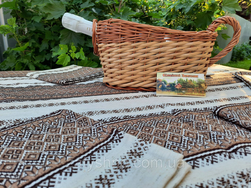 Комплект вышитый скатерть с салфетками кофейный Киев - изображение 3