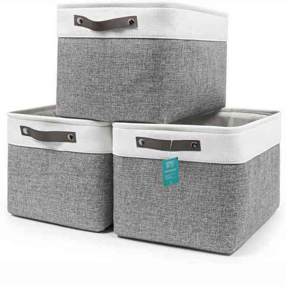 Набір Корзин Органайзерів Lovely Svi 3 шт : 38×28×24 см - Сіро- білий Київ