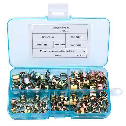 Хомут пружинний самозатискний 75шт для шлангів 6-10мм, набір Вінниця