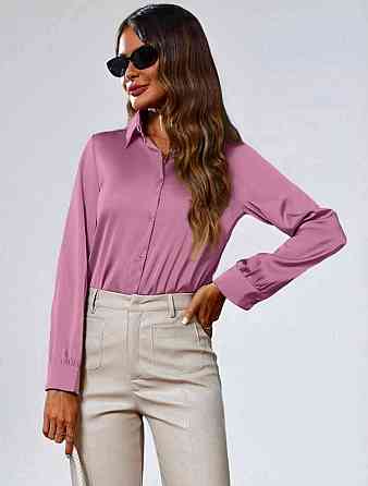 Жіноча базова сорочка на ґудзиках із шовку Армані Пудра, 46/48 Одеса