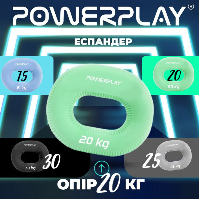Еспандер кистьовий силіконовий PowerPlay PP-4336 Hand Grip Medium 20 кг. Зелений Каменское - изображение 10