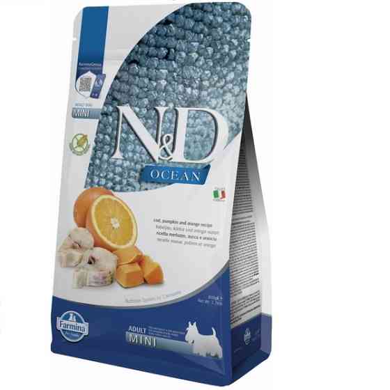 Беззерновий сухий корм Farmina N&D Grain Free Ocean Pumpkin для собак дрібних порід з тріскою та апельсином 800 г Київ