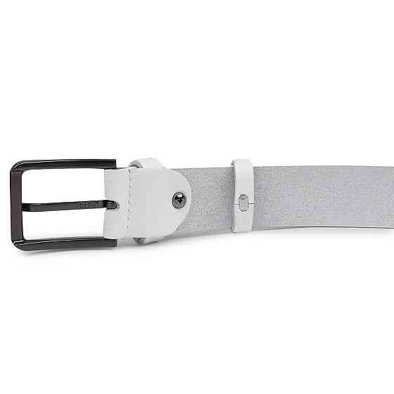 Гладкий строгий ремень унисекс Vintage 20714 Белый Киев