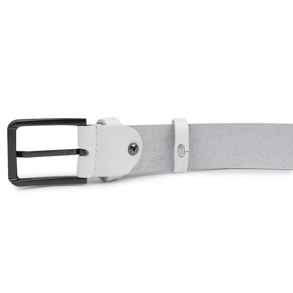 Гладкий строгий ремень унисекс Vintage 20714 Белый Киев - изображение 5
