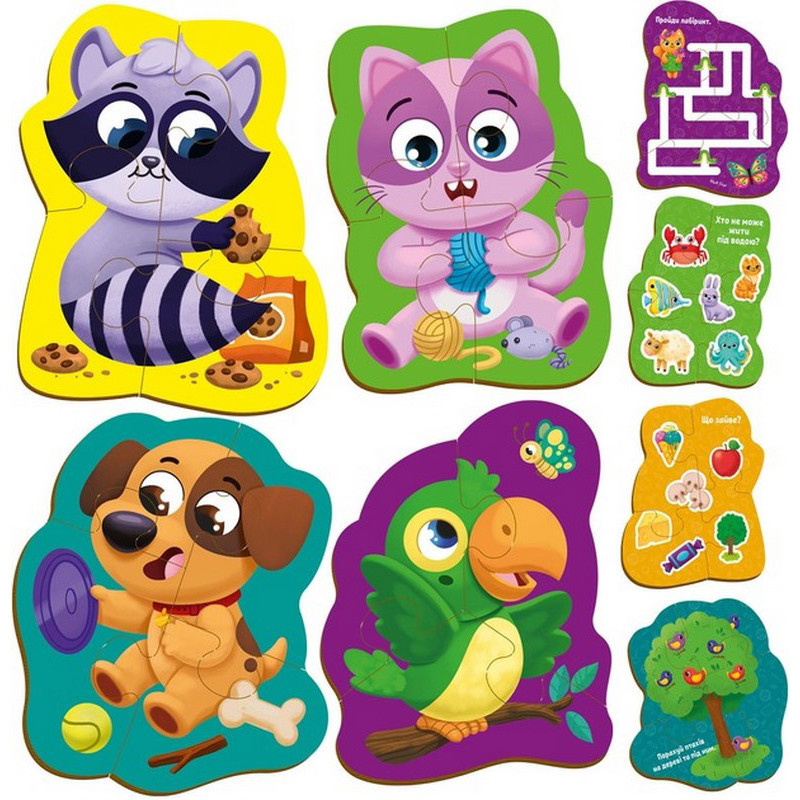 Детские развивающие картонные пазлы 