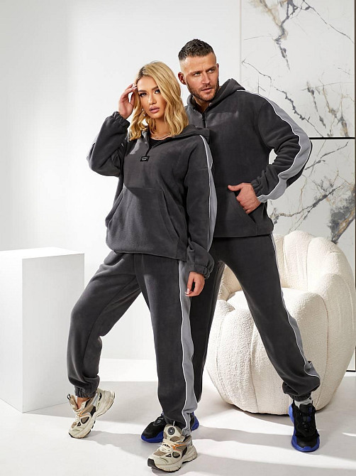 Женский повседневный флисовый костюм, двусторонний флис полар Графит, 48/52 Одесса - изображение 2