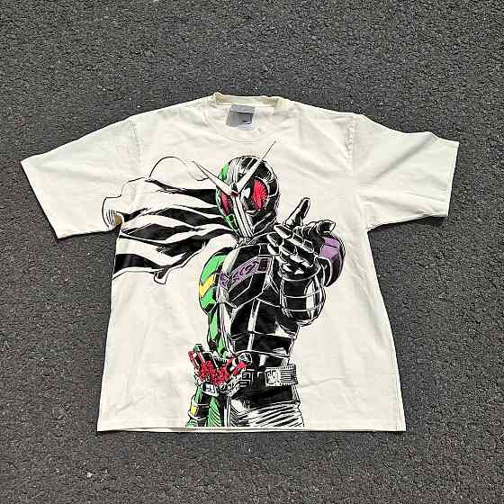 Футболка чоловіча з принтом аніме Аніме Камен Рідер В оверсайз (S/M/L) Черний Дніпро