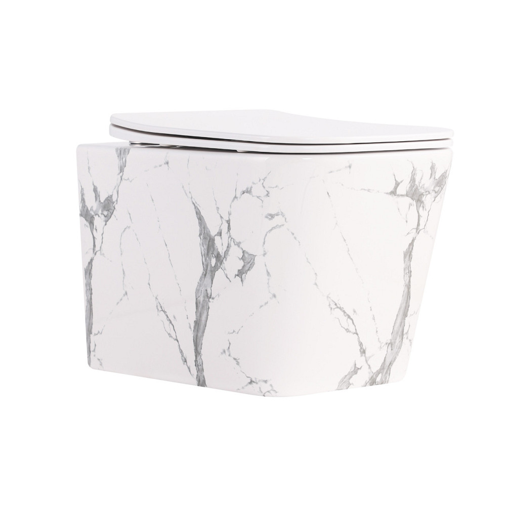 Унітаз підвісний Tern Ultra Quiet 490×365×325 мм, Marble, із сидінням Slim Duroplast/Soft-close/Quick Release QT17332303ASMR Київ - фото 1