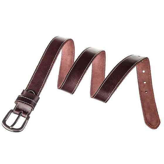 Ремень унисекс со строчкой по краям Vintage 20125 Темно-коричневый Киев