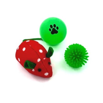 Игрушка для кошек Hippie Pet Мышка и два мячика, красный и зеленый (HIPSET2303009) Винница - изображение 1