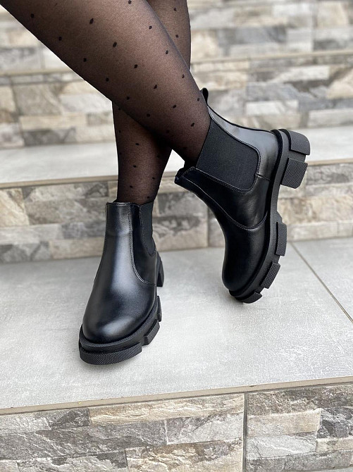 Жіночі черевики з натуральної шкіри весняні демісезонні чорні р. 38-40 (4348) / Шкіряні черевик Коломыя - изображение 7