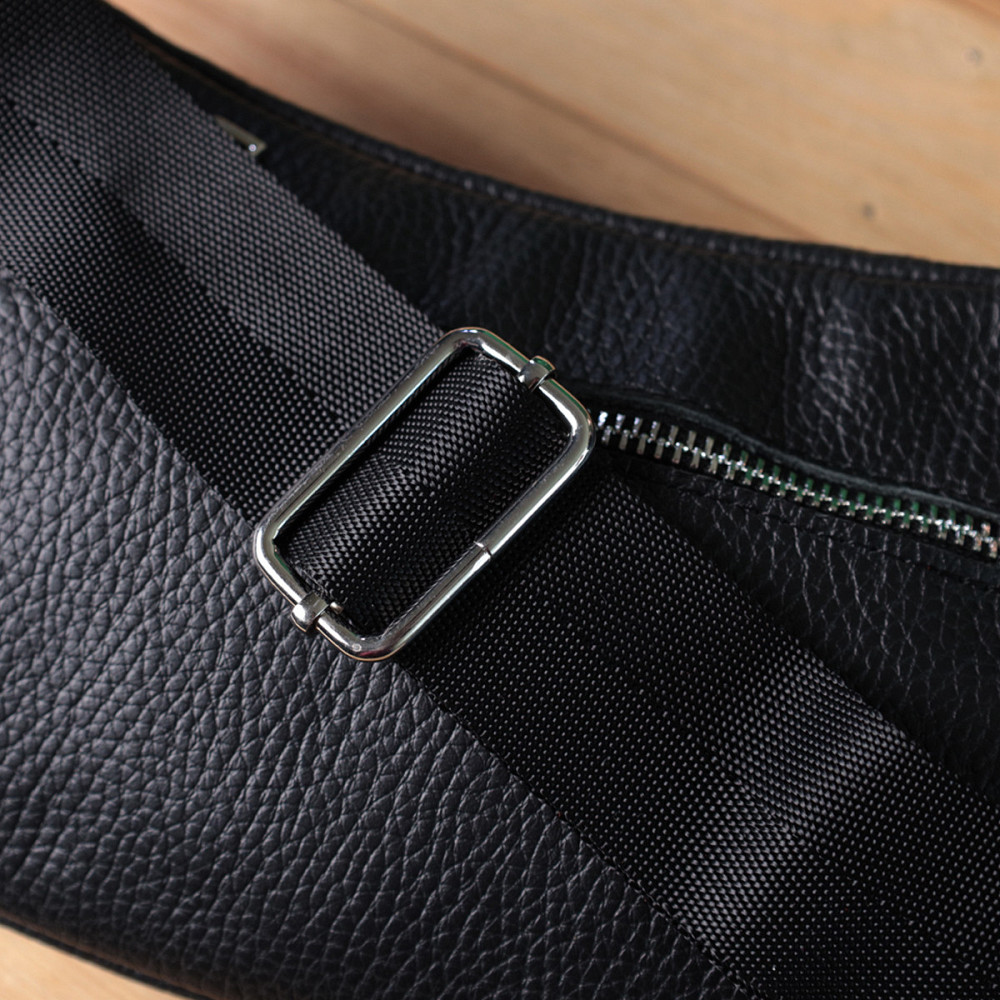 Удобная сумка-бананка унисекс из натуральной кожи Черная (SHVIGEL) Киев - изображение 4