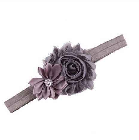 Повязочка на голову дитяча сіра - декор 9см, розмір універсальний (на резинці) Київ - фото 1