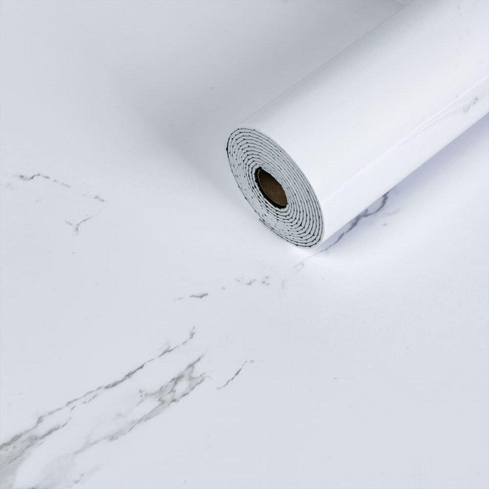 Самоклеюча вінілова плитка в рулоні 600х3000х2мм Білий повітряний мармур Глянсова SW-00001287 Київ - фото 1