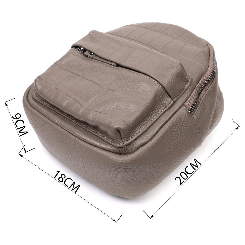 Женский компактный стильный рюкзак из натуральной кожи Vintage 22435 Серый Киев - изображение 3