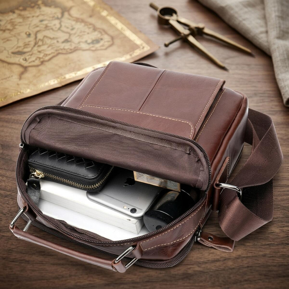 Сумка мужская кожаная Vintage 14835 Коричневая Киев - изображение 14