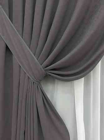 Комплект готових штор VR-Textil Мікровелюр Petek № 1484ш Сірий 200х270 см 2 шт (32-545) Київ