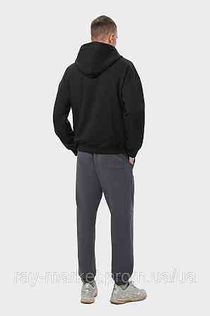 Костюм мужской худи на молнии черный и брюки темно-серые  RAY PREMIUM LOOSE U0809 (U0809M-Black-Dark Grey) Киев