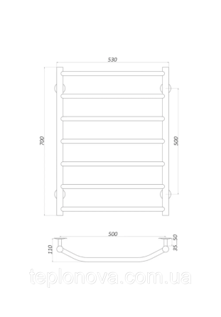 Полотенцесушитель Нержавейка UNIO 700x530-7 Лесенка Трапеция Черновцы